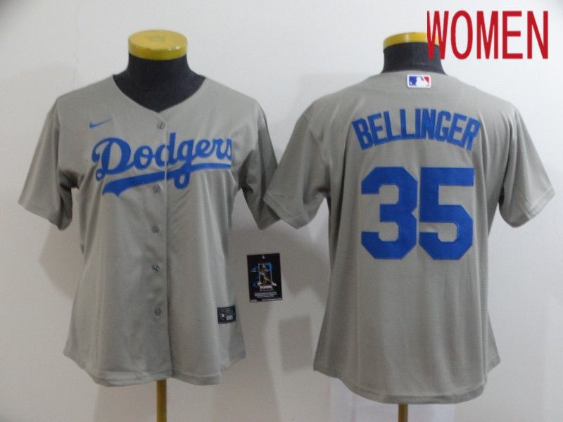 Women Los Angeles Dodgers #35 Bellinger Grey Nike Game MLB Jerseys->los angeles dodgers->MLB Jersey